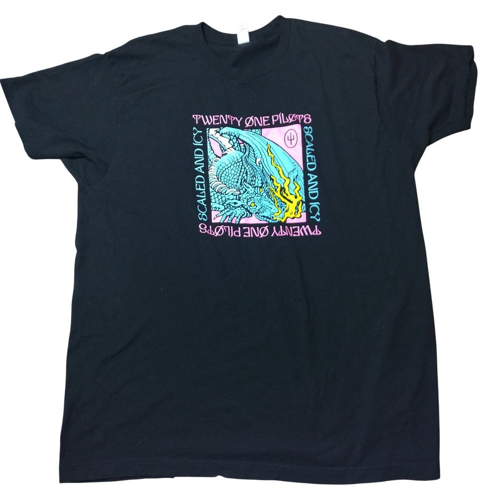 Twenty One Pilots Scaled and Icy Dragon Graphic T-Shirt Black XL Tultex 202